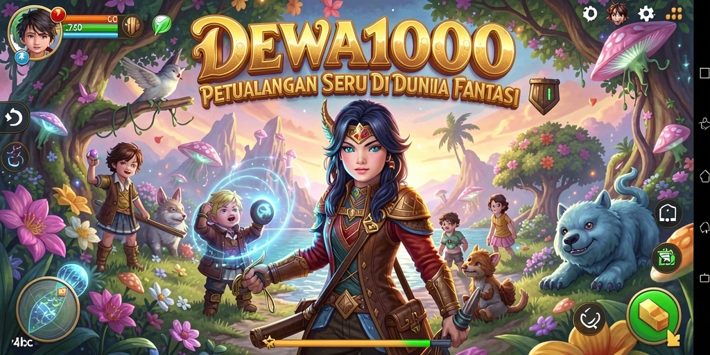 Tampilan gameplay DEWA1000 yang menampilkan eksplorasi dunia fantasi.