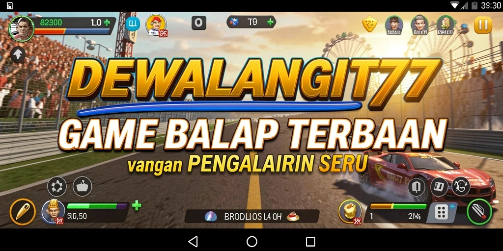 Screenshot utama DEWALANGIT77 menampilkan aksi balapan yang mendebarkan.