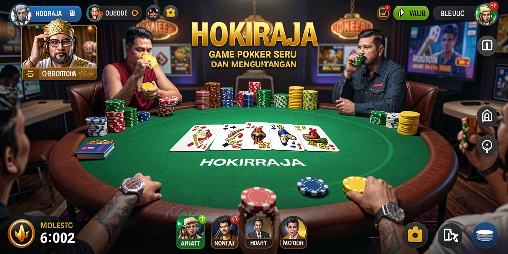 Screenshot gameplay HOKIRAJA menampilkan momen menarik saat bermain poker.