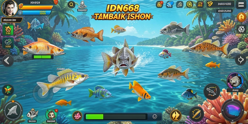 Tampilan gameplay IDN668 menampilkan aksi seru Tembak Ikan.