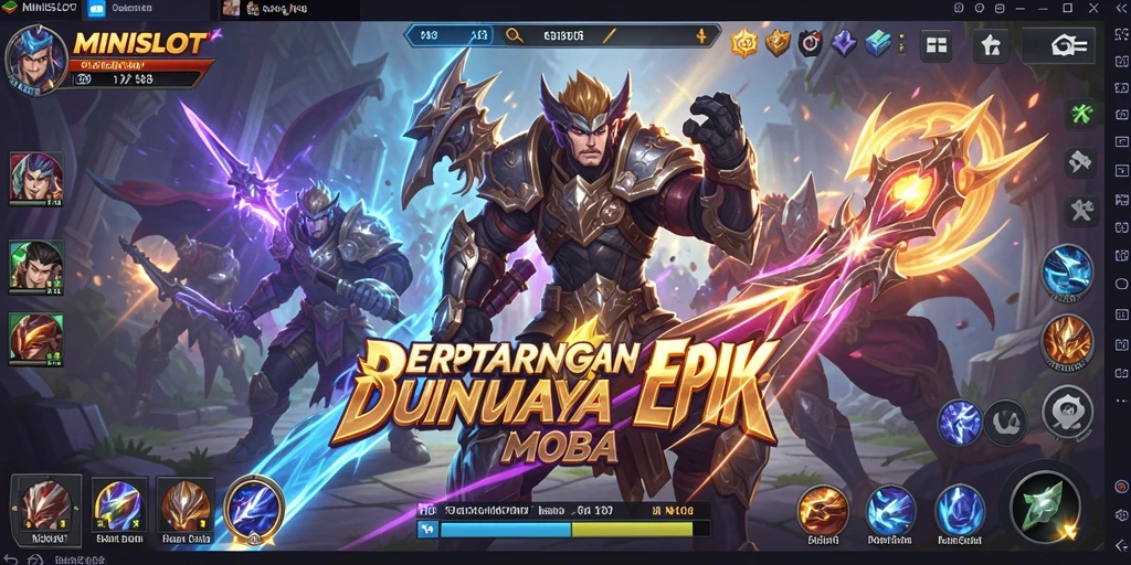 Tangkapan layar gameplay <strong>MINISLOT</strong> menunjukkan pertarungan seru di arena.