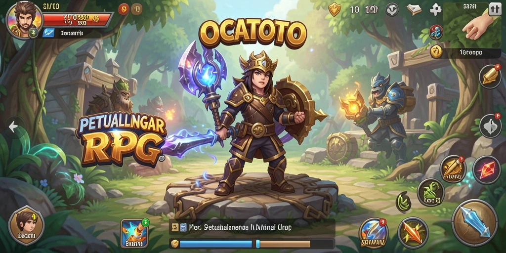 Screenshot OCATOTO yang menunjukkan pertarungan seru di dunia RPG.