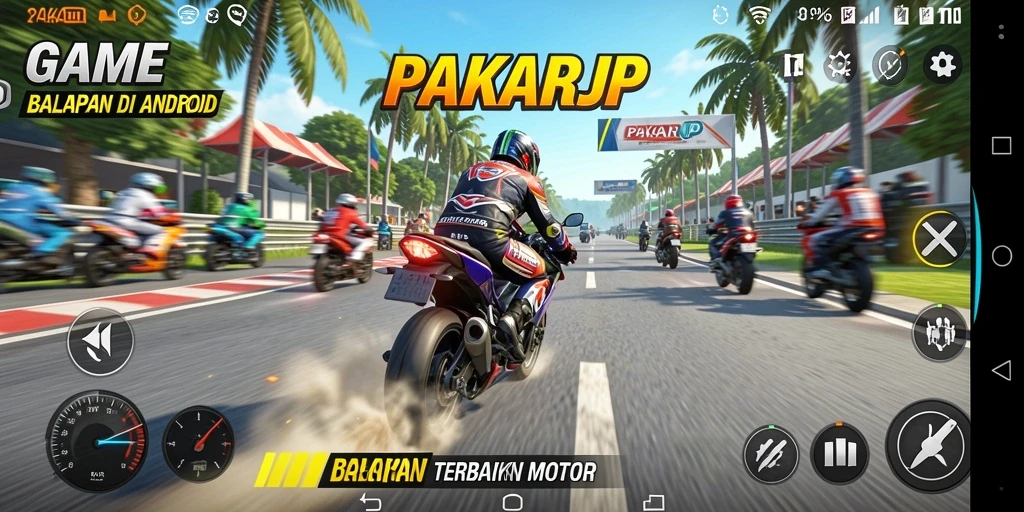 Tampilan gameplay PAKARJP yang seru dan mendebarkan saat balapan.
